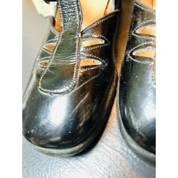 Vintage Girls Leather Shoes Stride Rite 3D Hard‎ Soles T Strap Mary Jane Black - Picture 4 of 8